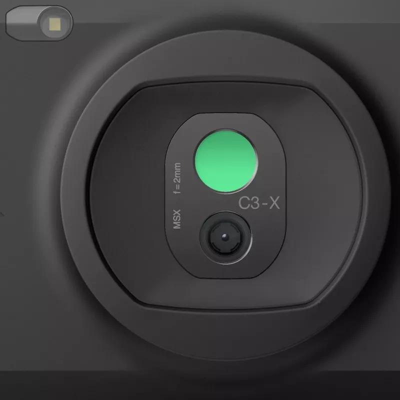 Termovizinė kamera FLIR C3-X juoda, 1800 mAh, vanadžio oksido neaušinama matricų masyva, įmontuotas ekranas 128 × 96 pikselių, LCD 640 × 480 pikselių