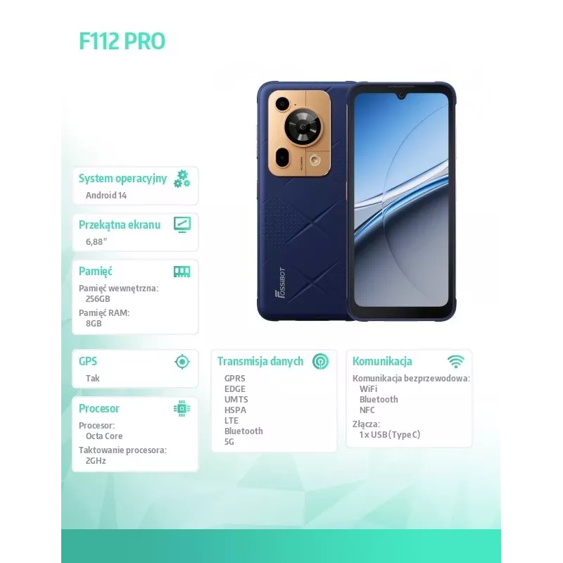Išmanusis telefonas FOSSiBOT F112 Pro – mėlynas