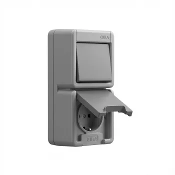 Kištukinis lizdas Schuko GIRA 417630, pilka, Schuko tipas, 250 V, 16 A, iki 2 modulių