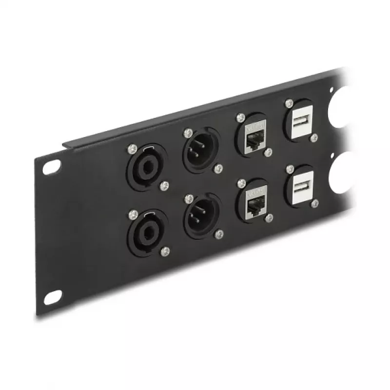 DeLOCK 88054 – priedas skydelio plokštei, montavimui į stovą 2U, juoda
