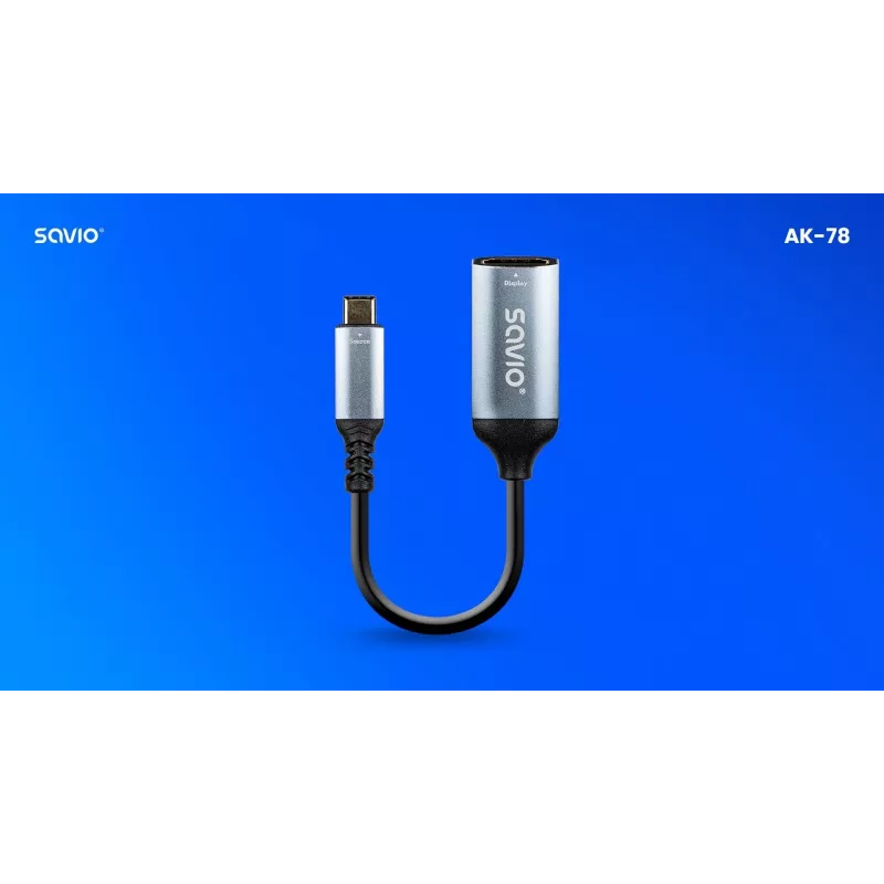 Adapteris Savio USB-C (M) HDMI (F), 4K, 60Hz, Aliuminis, AK-78