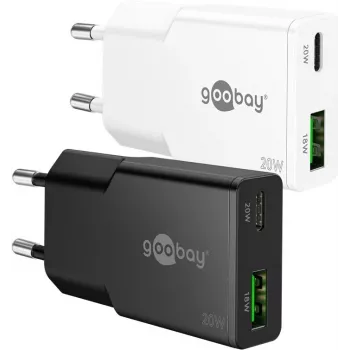 Goobay USB-C PD GaN Dual-Fast Charger Slim 20 W Baltas - 1x jungtis maitinimui (75730)