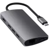 Satechi Aliuminio Adapteris V2 USB-C (USB-C, 3x USB-A, 4K HDMI, SD/microSD kortelių skaitytuvas, Ethernet) (starlight grey)