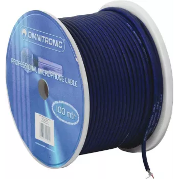 Mikrofono kabelis Omnitronic 2×0,22 mm 100 m Juodas