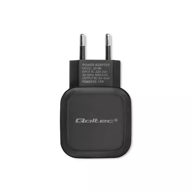 Qoltec 50188 universalus įkroviklis nešiojamam kompiuteriui, išmaniajam telefonui, išmaniajam laikrodžiui, planšetei, telefonui, universalus Juodas AC, DC vidaus