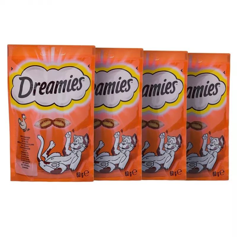 Kačių skanėstai Dreamies sūris, vištiena, lašiša asorti 12×60 g