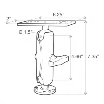 RAM Mounts laikiklis jūrinei elektronikai RAM-111U, aliuminis, juodas
