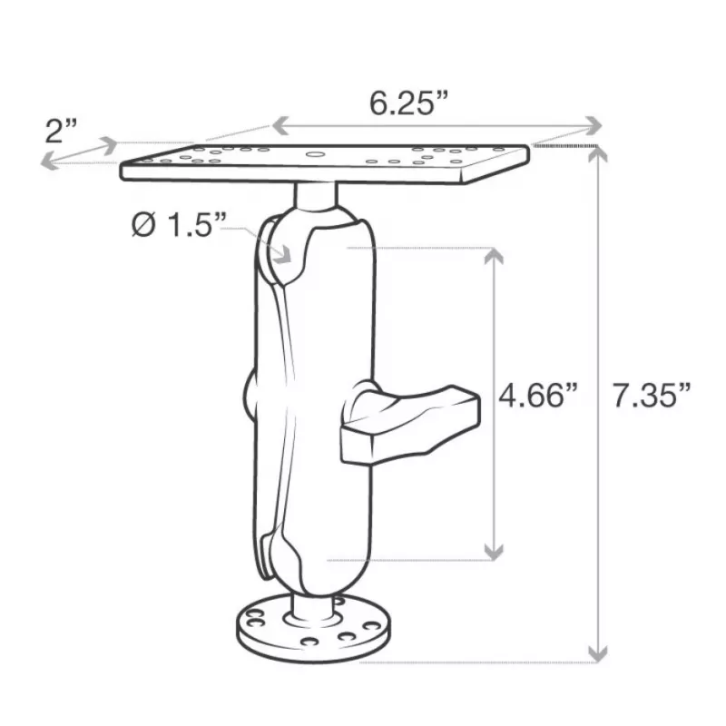 RAM Mounts laikiklis jūrinei elektronikai RAM-111U, aliuminis, juodas