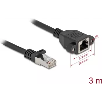 DeLOCK 90778 3 m Cat6a S/FTP tinklo kabelis, juodas
