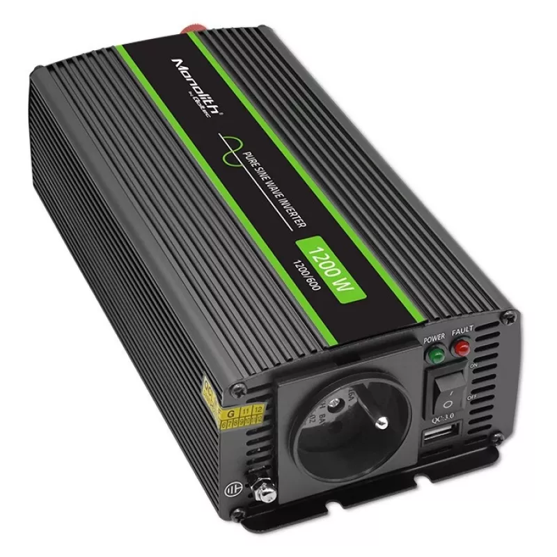 Automobilinis keitiklis Qoltec Monolith 1200 W Juodas 12 V