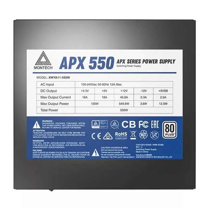 Montech APX550 maitinimo blokas 550 W 20+4 pin ATX juodas