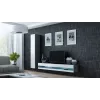 TV stovas Cama Meble VIGO NEW 30/140/40 — 1400×400×300 mm, pilkas viršus, pilkas rėmas, balti blizgūs fasadai