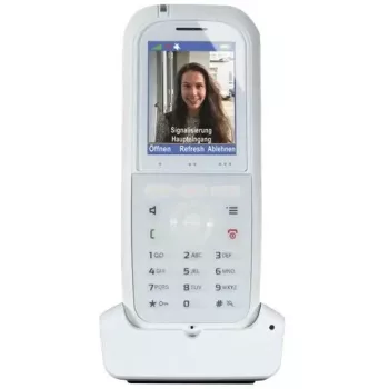 DECT telefono ragelis agfeo DECT 77 IP – belaidis VoIP ragelis su garsiakalbiu, skambučio identifikavimu, ekranu (baltas)