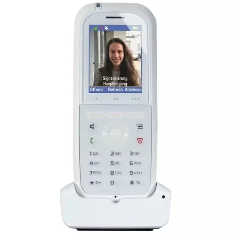DECT telefono ragelis agfeo DECT 77 IP – belaidis VoIP ragelis su garsiakalbiu, skambučio identifikavimu, ekranu (baltas)