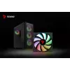 PC korpusas SAVIO Noctis Flow RGB — Cube, ATX/Mini-ITX, 3x 120 mm priekiniai ventiliatoriai, grūdintas stiklas šone, maks. GPU 35 cm