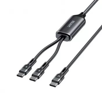 USB-C 2-in-1 kabelis Unitek C14146ABK01 1,8 m, USB-C į USB-C, 100 W PD, juodas