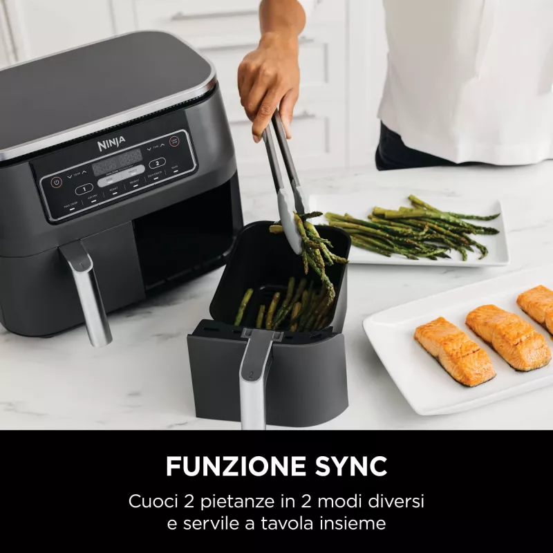 Ninja AF300 Dviguba 7,6 L Laisvai pastatoma 1690 W Karšto oro gruzdintuvė Juoda