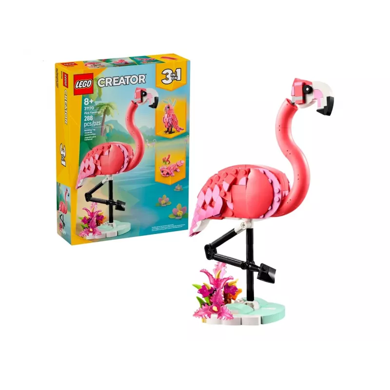 LEGO Creator 3-in-1 Rožinis flamingas 31170 konstruktorius, 288 dalių, aukštis 230 mm, rekomenduojamas amžius 8+