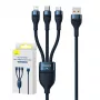 USB kabelis Baseus CASS030003 1,2 m USB A USB-C / Micro USB-A / Lightning mėlyna