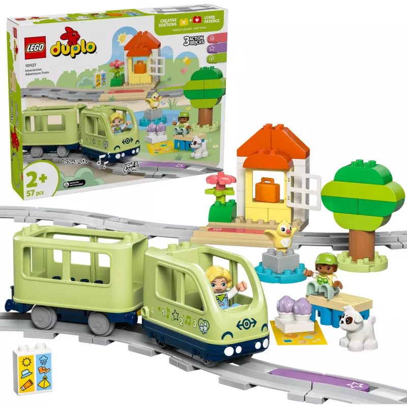 Traukinukų rinkinys LEGO DUPLO Interaktyvi nuotykių geležinkelis 10427, 57 dalių, 2 minifigūrėlės, nuo 2 metų