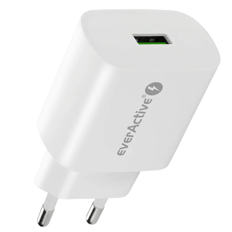 Įkroviklis sieninis 1x USB 18 W QC 3.0 baltas everActive SC-250Q