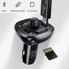 USAMS US-CC115 C21 automobilinis FM siųstuvas su dvigubu USB įkrovikliu, Bluetooth 5.0, 3,4 A, juodas
