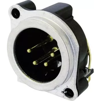 Neutrik NC4MBH kištukas XLR – juodas, bronzinis, metalinis, poliamidas, plienas, cinkas, žalvaris, IP40, 1,5 V
