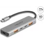 DeLOCK 64302 USB 3.2 Gen 2 Type-C dokų stotelė, pilka, metalinis korpusas, 95 W