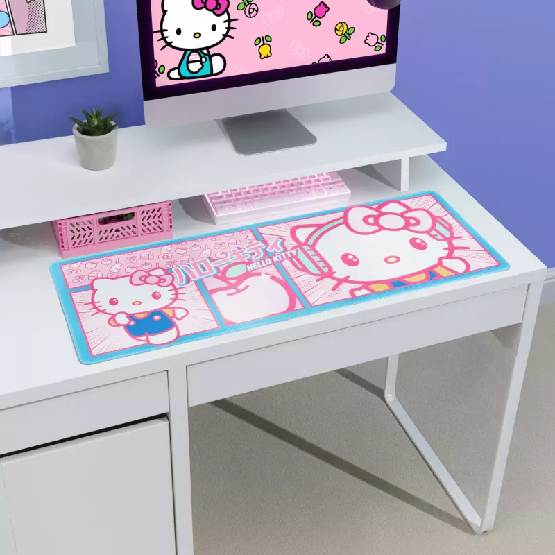 Stalo kilimėlis Paladone Hello Kitty – didelis minkštas paviršius klaviatūrai ir pelei, neslystantis pagrindas