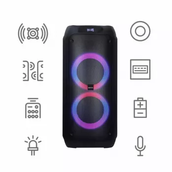Nešiojamas garsiakalbis MANTA ATTIS SPK0802 120W, Bluetooth, laidinis įėjimas, įkraunamas, FM, LED šviesos