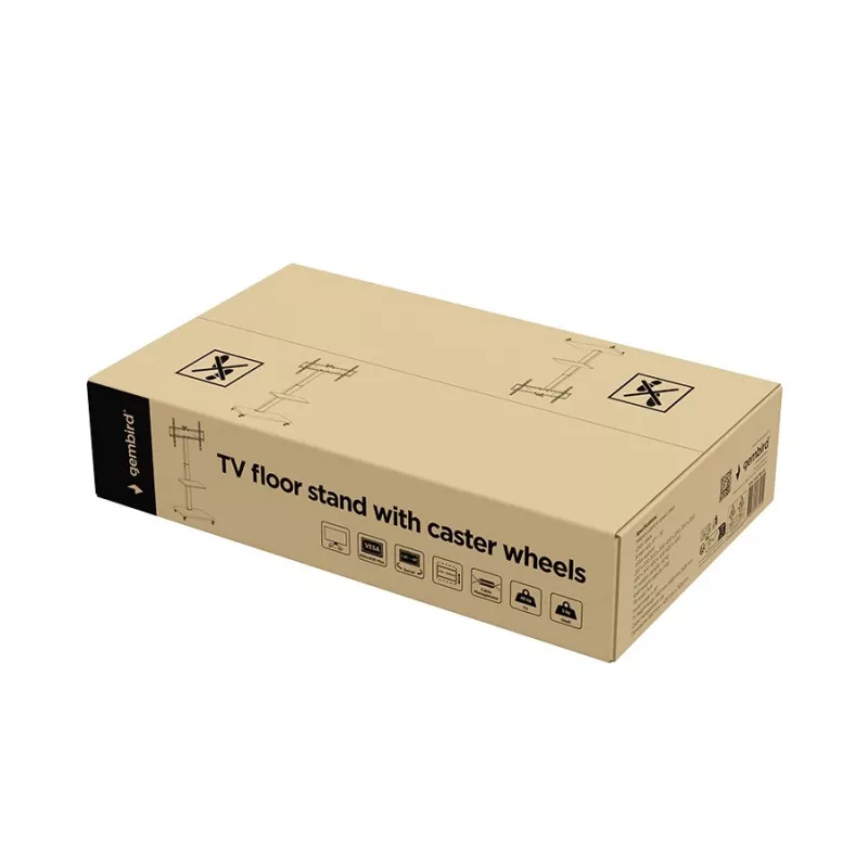 Gembird TVS-75S-02 TV grindinis stovas su ratukais, 37–75 col., juodas