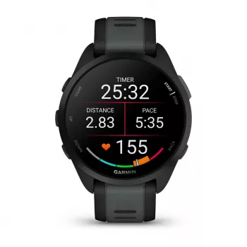 Garmin Forerunner 165 Music – Juodas – Sportinis laikrodis su silikoniniu dirželiu – Pelenų pilka – Riešo dydis: 126-203 mm – Ekranas 3 cm (1,2 colio) (010-02863-30)