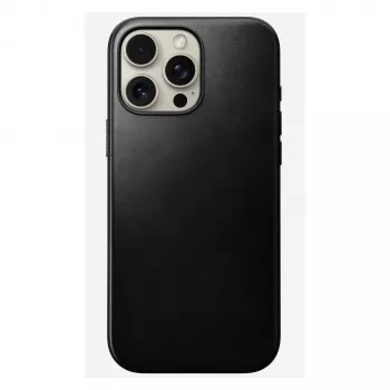 Mobiliojo telefono dėklas Nomad Modern Leather Case, skirtas iPhone 16 Pro Max, 6,9 colio (17,5 cm), juodas, oda+PC+TPU