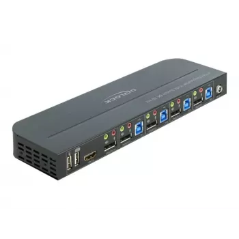KVM jungiklis DeLOCK 11484 4 kompiuteriams, DisplayPort, HDMI, juodas