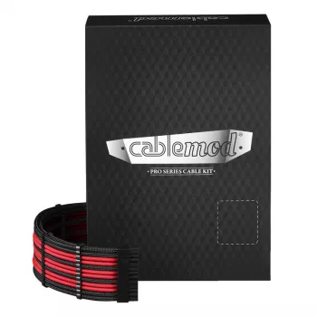Maitinimo laidų rinkinys CableMod PRO Series ModMesh C-Serie, skirtas Corsair RMi/RMx – juodi/raudoni pinti laidai