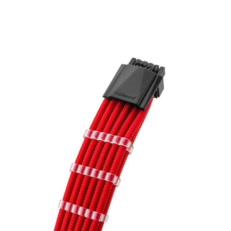 CableMod PRO ModMesh 12VHPWR kabelio prailginimo rinkinys — raudonas