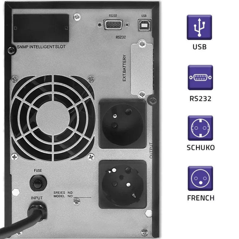Nepertraukiamo maitinimo šaltinis QOLTEC 53981 Online 2kVA, 2000 VA