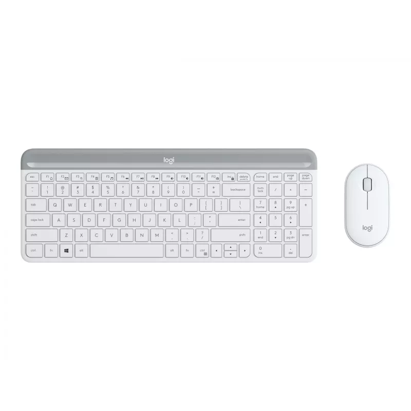 Belaidis klaviatūros ir pelės rinkinys Logitech Slim Wireless Combo MK470, 2,4 GHz, ispaniškas, baltas (920-009199)