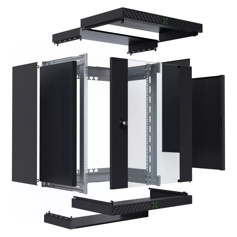 EFB Elektronik 19 gehäuse X-Rack mit Glastür 400-600mm schwarz - Wandgehäuse (WGX-1506TS.G1)