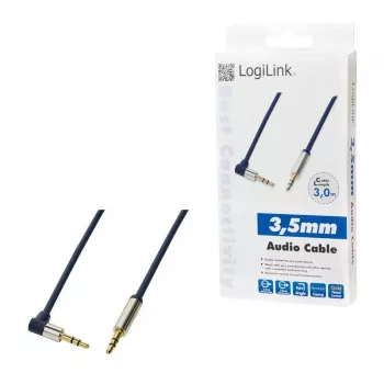 LOGILINK CA11300 LOGILINK - Garso kabelis 3,5 mm lizdas / lizdas 90 laipsnių 3 m Mėlyna