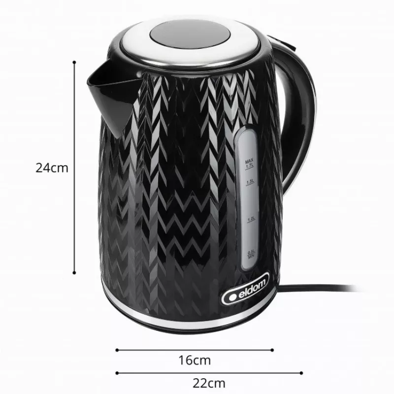 NELO virdulys, talpa 1,7 l, galia 2000 W, juodas