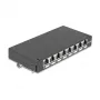 Pataisų skydelis DELOCK Mini Desktop RJ45 8 prievadų Cat.6A ekranuotas juodas, skirtas stalui, sienai arba DIN bėgiui
