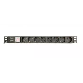 Maitinimo paskirstymo įrenginys GEMBIRD EG-PDU-014-C14, 8 AC lizdai, C14 įvadas, 3 m kabelis, 1U, 3680 W, 10 A, aliuminis, juodas