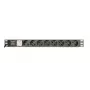 Maitinimo paskirstymo įrenginys GEMBIRD EG-PDU-014-C14, 8 AC lizdai, C14 įvadas, 3 m kabelis, 1U, 3680 W, 10 A, aliuminis, juodas