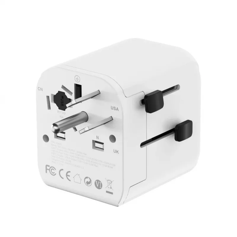 Keliaujantis maitinimo adapteris GEMBIRD TPA-EU1A1C20-01-W 20W, USB-A 18W + USB-C 20W, Schuko kištukas, įėjimas 100–250V