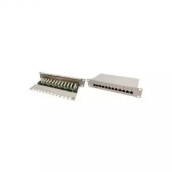 Stalinis pataisų skydelis CAT 6 STP RJ-45 12 prievadų pilkas RAL 7035