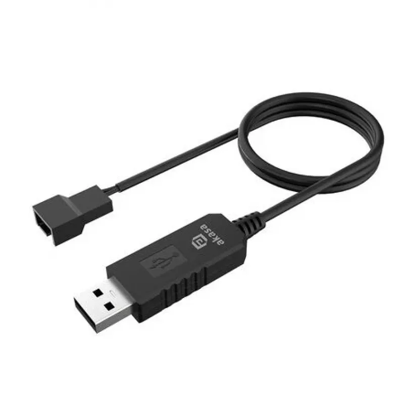 DC įtampos keitiklio kabelis Akasa AK-CBFA10-60BK USB į 3-pin ir 4-pin PC ventiliatorių, 60 cm