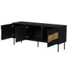 TV spintelė Cama Meble INSERTO 3D 143,5x40x61,5 cm juoda su LED, medžio drožlių plokštės viršus