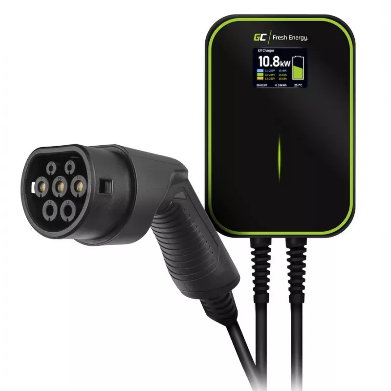 Krovimo stotelė elektromobiliams Green Cell EV14 22 kW juodas aliuminis sieninis