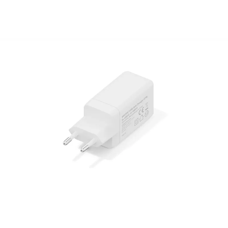 Sieninis įkroviklis DIGITUS DA-10303 67W GaN, 2× USB-C + 1× USB-A, 100–240 V, baltas